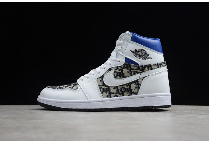 new arrive air jordan 1 high white blue black 553668-100