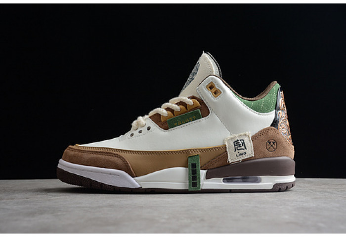 air jordan 3 retro se white dark brown green shoes   398614-500