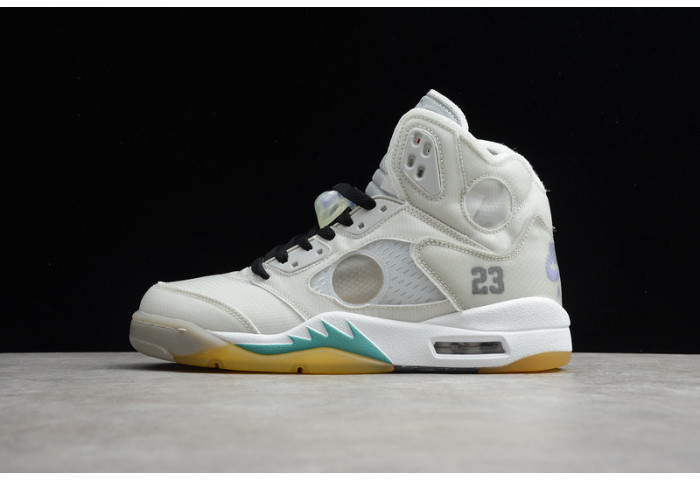2020 ow x air jordan 5 grey/green-white ct8480-105