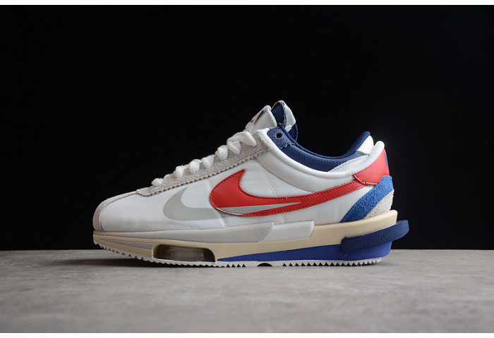 sacai x nike cortez white red navy blue dq0581-100