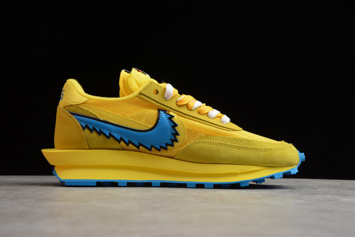 nike ld waffle x sacai blue yellow unisex running shoes bv5378-8000