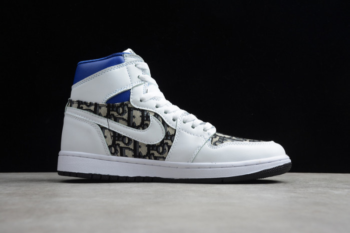 new arrive air jordan 1 high white blue black 553668-100