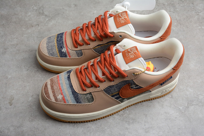 nike air force 1 07 ess white brown metallic gold shoes cw2288-686