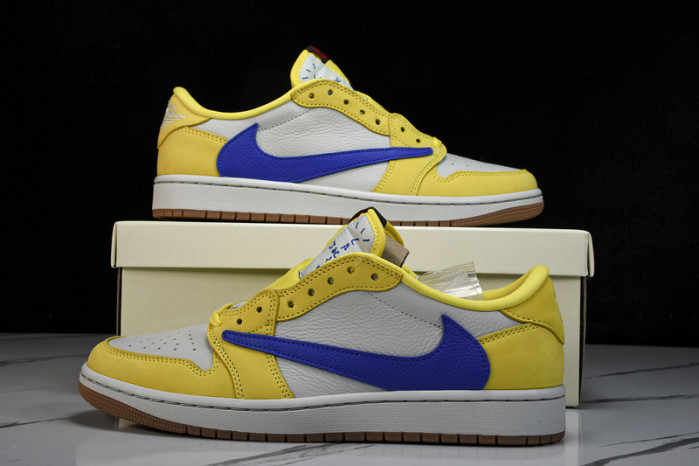 travis scott x air jordan aj 1 low“canary”   dz4137-700