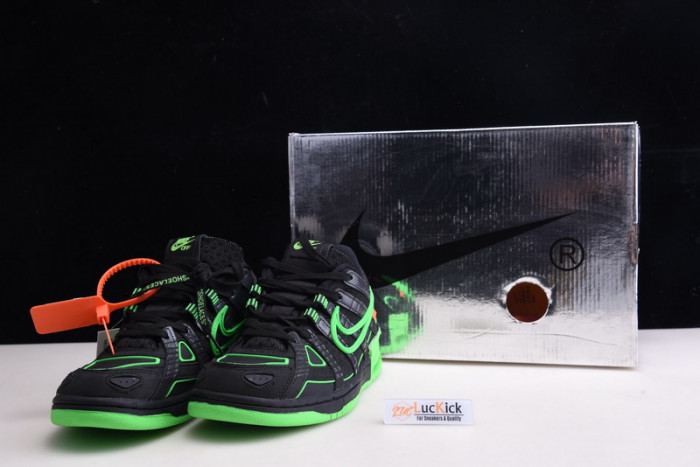 nike air rubber dunk ow green strike cu6015-001