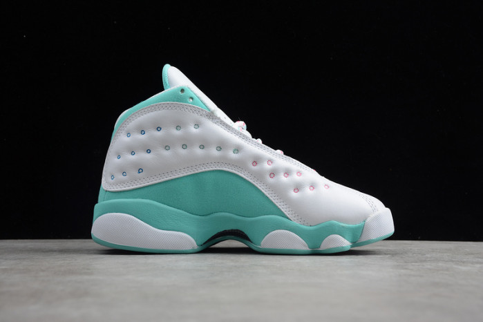 jordan 13 retro white soar green pink (gs)  439358-100