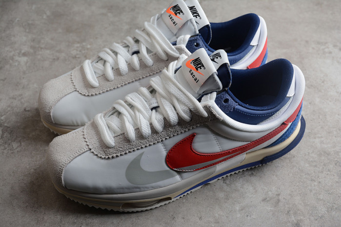 sacai x nike cortez white red navy blue dq0581-100