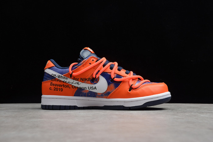 ow x futura x nike sb dunk low fluro orange/blue -dd0856-801