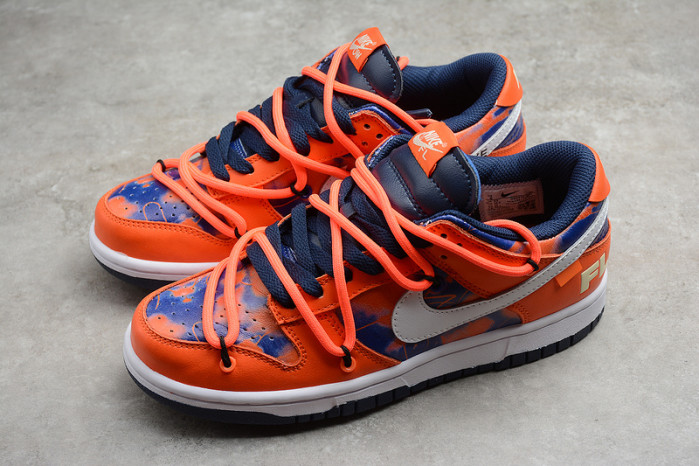 ow x futura x nike sb dunk low fluro orange/blue -dd0856-801