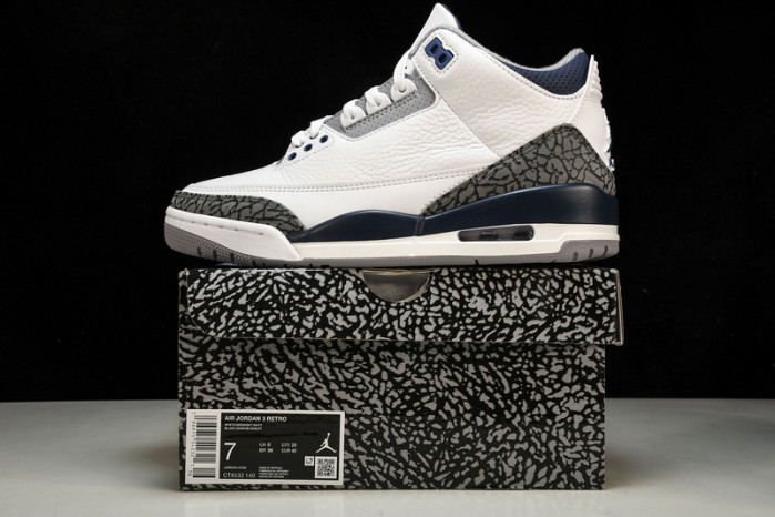 Air Jordan 3 Retro ”White Midnight Navy“ CT8532-140