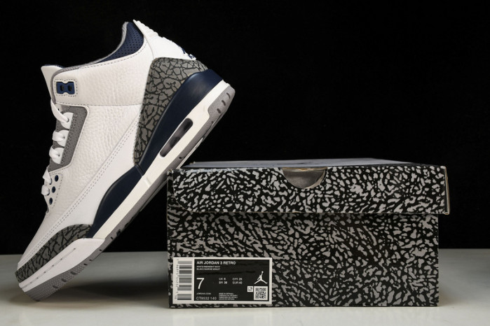Air Jordan 3 Retro ”White Midnight Navy“ CT8532-140