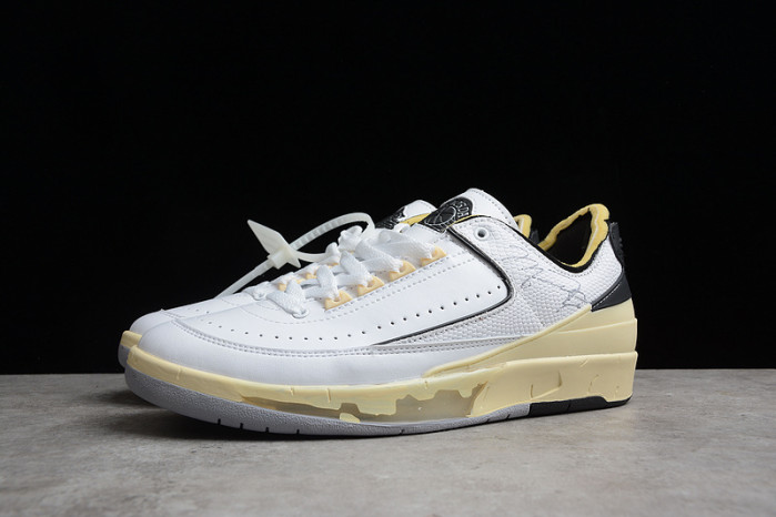 ow x air jordan 2 low sp white black grey  dj4375-101