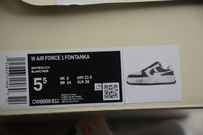 2022 nike air force 1 fontanka white black cw6688-611